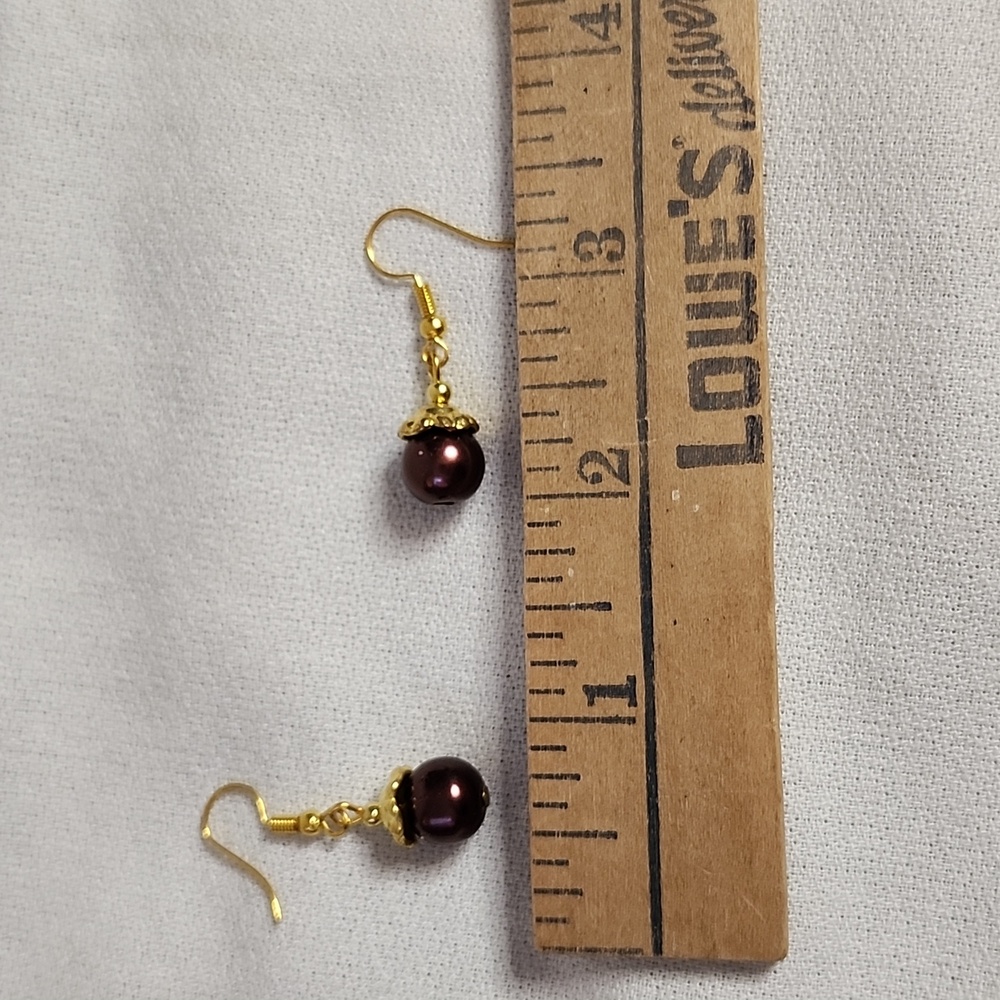Purple beaded necklace and Earring set - Picture 6 of 12